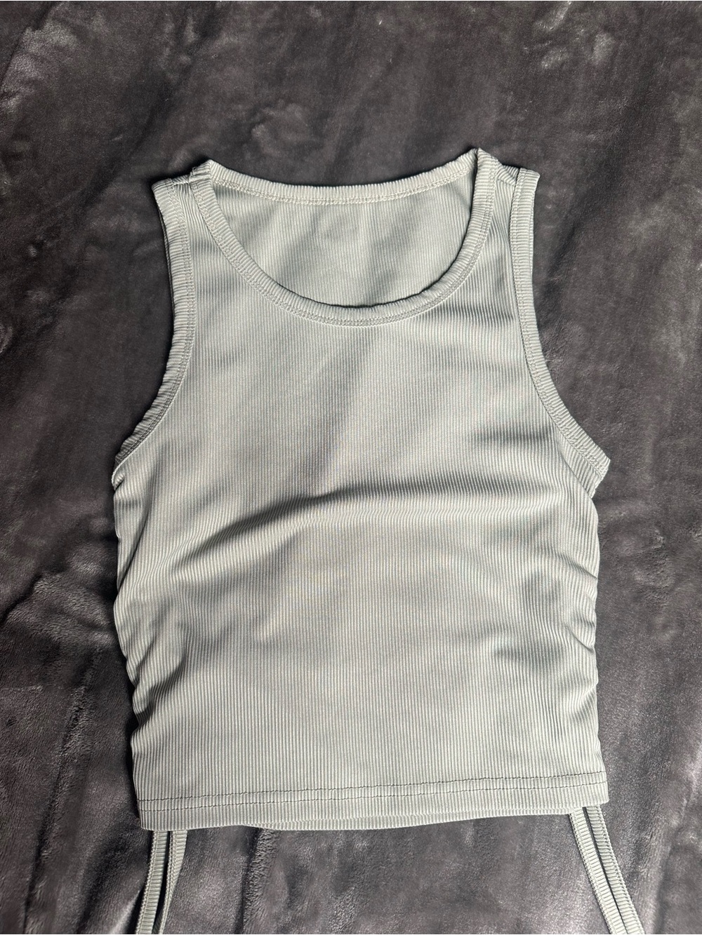 SHEIN Light Sage Ribbed Crop Tank with Side Ties